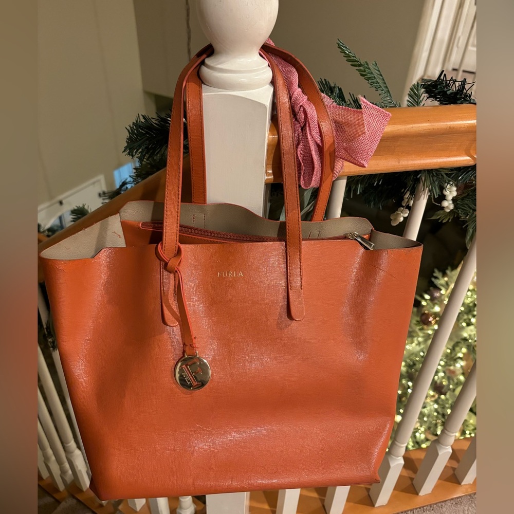 Furla Orange Leather Bag
